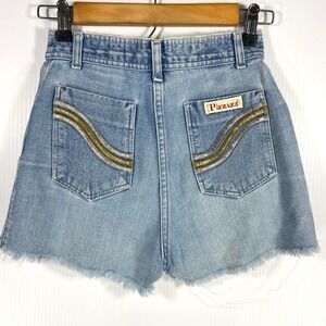 Vintage 90s Pizzazz Blue Denim Cut Off Jean Shorts Junior Womens 23 Waist